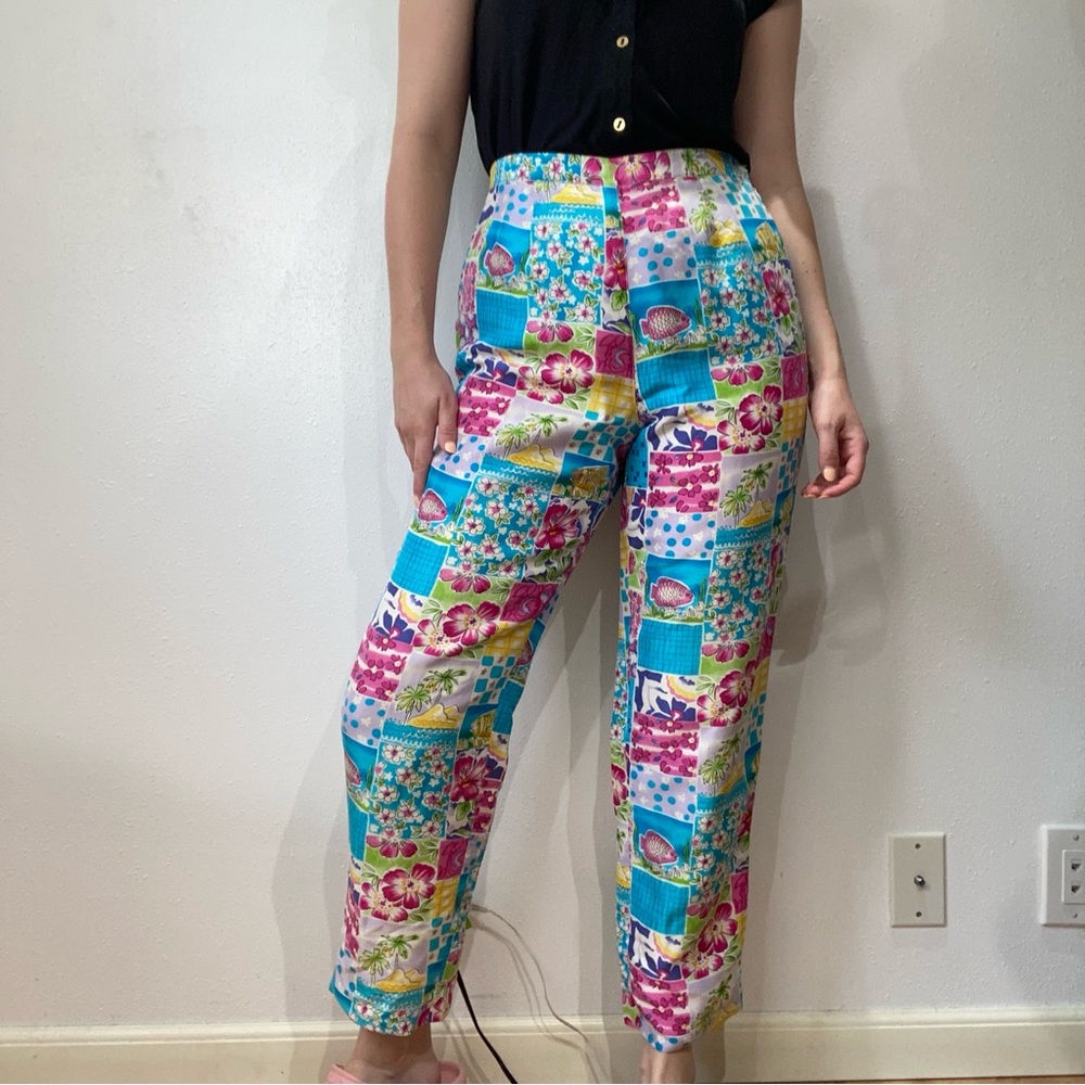 Vintage Colorful Silk Pants
